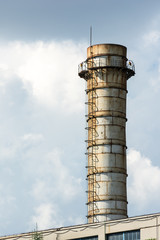 Industrial Power Plant Factory Tower With Polluted Sky