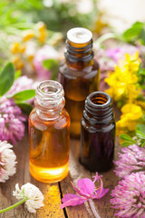 essential oils and medical flowers herbs