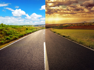 Concept of crossroad for new or old life.