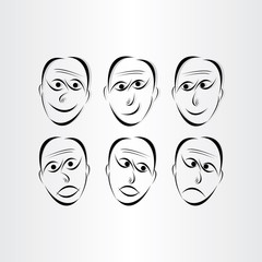 men faces emotions symbols
