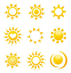 Set of glossy sun images