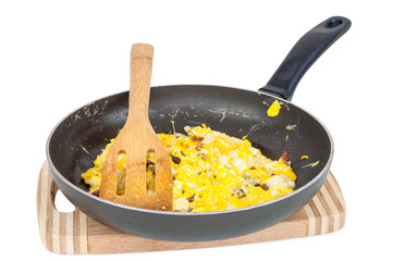 Scrambled eggs in a pan