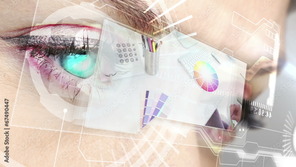 Poster futuristic interface showing graphic design