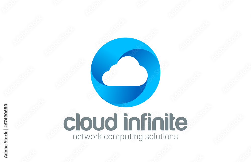 Poster Web Cloud computing infinity network vector logo design icon