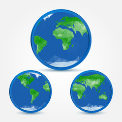 Globe earth abstact icons in polygonal style - vector symbol
