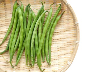 Yardlong bean isolated on the white background