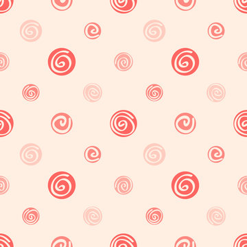 Pink soft abstract seamless pattern, polka dot fabric, backgroun