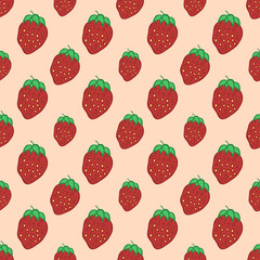 Sweet Red Strawberry - vector seamless pattern
