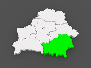 Obraz premium Map of Gomel region. Belarus.