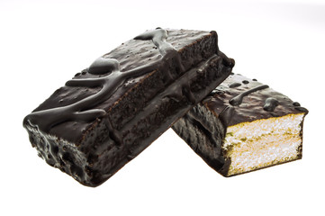 Chocolate cookie bars. Isolated on white background with clippin