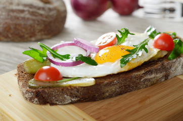 Fried egg open sandwich