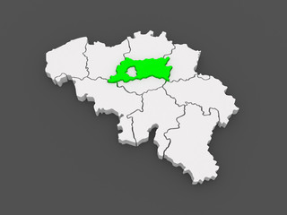 Map of Flemish Brabant. Belgium.