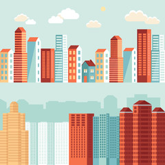 Obraz premium Vector city illustrations in flat simple style