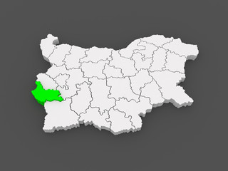 Map of Kyustendil region. Bulgaria.