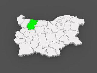 Map of Vratsa Province. Bulgaria.