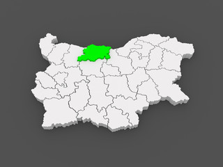 Map of Pleven region. Bulgaria.
