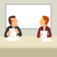 Simple cartoon illustration of news readers