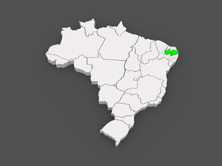 Map of Paraiba. Brazil.