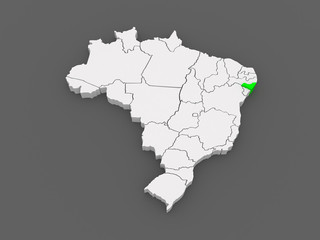 Map of Alagoas. Brazil.