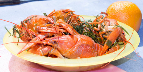 boiled crawfish on a plate