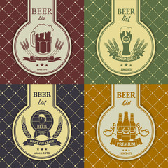 Set of sample menu with a beer mug