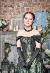 Beautiful woman in medieval dress