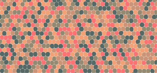Orange and green tones hexagonal abstract background