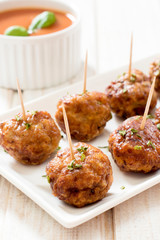 Juicy meatballs in plate