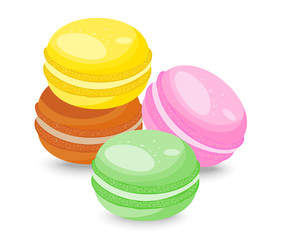 French macarons isolated on white background