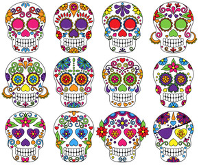Vector Set of Day of the Dead or Sugar Skulls - 67498426