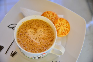 Heart in the morning home made coffee