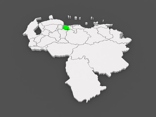 Map of Carabobo. Venezuela.