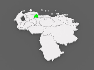Map of Yaracuy. Venezuela.