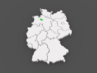 Map of Bremen. Germany.