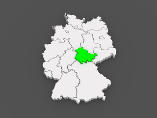 Map of Thuringia. Germany.