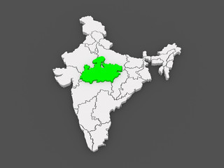Map of Madhya Pradesh. India.