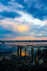 Sunset Kuyalnik lake in Odessa Ucraine