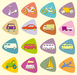 colored transport icons in a triangle