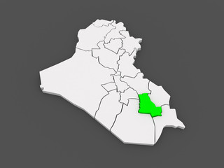 Map of Dhi Qar. Iraq.