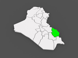 Map of Maysan. Iraq.
