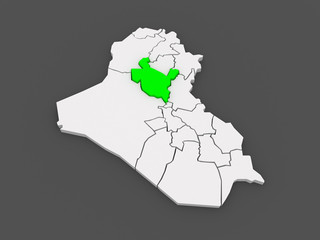 Map of Salah al-Din. Iraq.