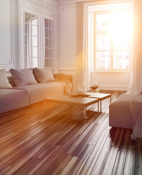 Bright sunlight streaming into a living room