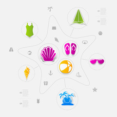 Set of summer tourism icons