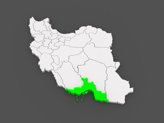 Map of Hormozgan. Iran.