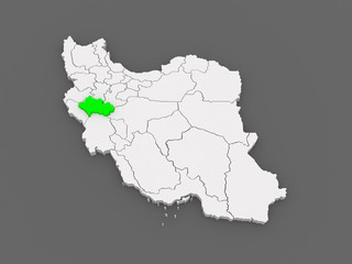 Map of Lorestan. Iran.