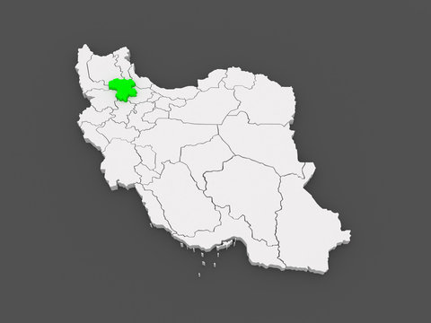 Map of Zanjan. Iran.