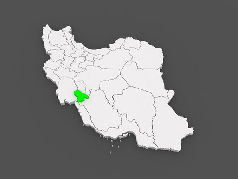 Map of Kohgiluye and Boyerahmed. Iran.