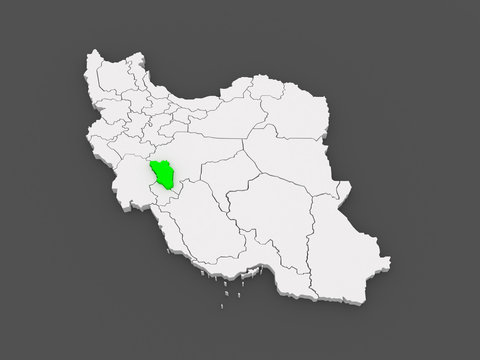Map of Chaharmahal and Bakhtiari. Iran.