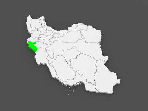 Map of Ilam. Iran.