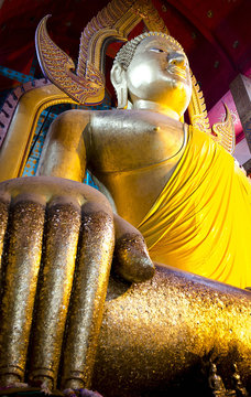Golden Seated Buddha Image in Temple